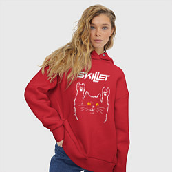 Толстовка оверсайз женская Skillet rock cat, цвет: красный — фото 2