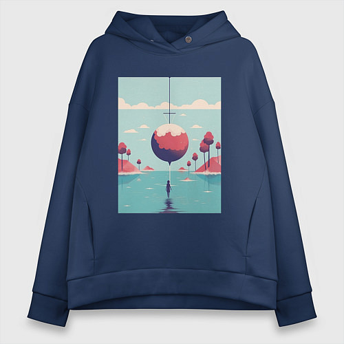 Женское худи оверсайз Мир мечтателя / Тёмно-синий – фото 1