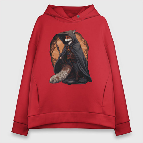Женское худи оверсайз Лис из темного фентези / Красный – фото 1