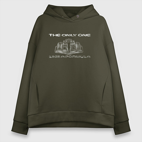 Женское худи оверсайз The only one - болид / Хаки – фото 1