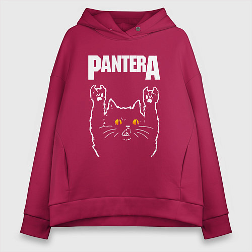 Женское худи оверсайз Pantera rock cat / Маджента – фото 1