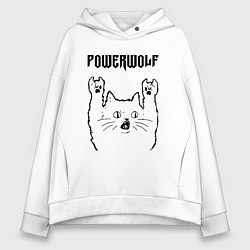 Толстовка оверсайз женская Powerwolf - rock cat, цвет: белый