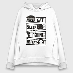 Женское худи оверсайз Eat sleep fishing repeat
