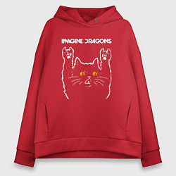 Толстовка оверсайз женская Imagine Dragons rock cat, цвет: красный
