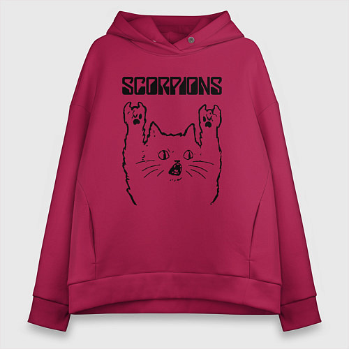 Женское худи оверсайз Scorpions - rock cat / Маджента – фото 1