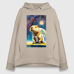 Женское худи оверсайз Capybara brave astronaut - neural network