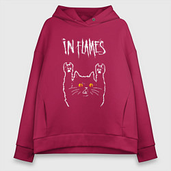 Толстовка оверсайз женская In Flames rock cat, цвет: маджента