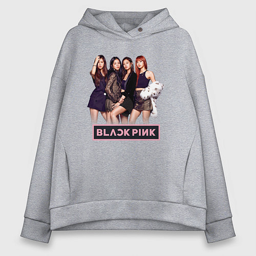 Женское худи оверсайз Rose Blackpink kpop / Меланж – фото 1