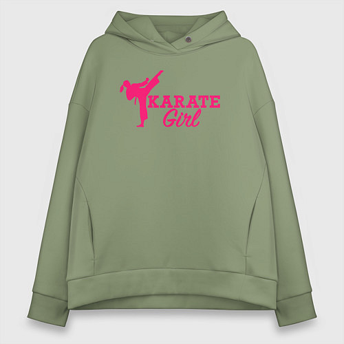Женское худи оверсайз Girl karate / Авокадо – фото 1
