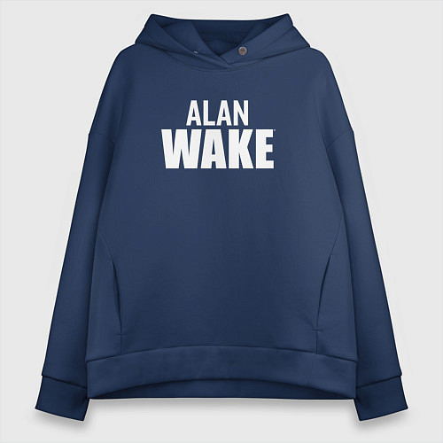 Женское худи оверсайз Alan Wake logo / Тёмно-синий – фото 1