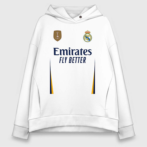 Женское худи оверсайз Реал Мадрид форма 2324 домашняя / Белый – фото 1