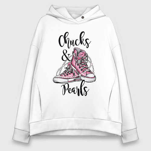 Женское худи оверсайз Chucks and pearls / Белый – фото 1