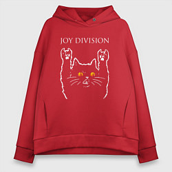 Толстовка оверсайз женская Joy Division rock cat, цвет: красный