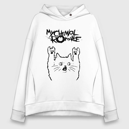 Женское худи оверсайз My Chemical Romance - rock cat / Белый – фото 1