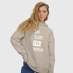 Толстовка оверсайз женская Eat Sleep EXO Repeat, цвет: миндальный — фото 2