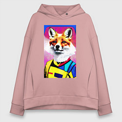 Толстовка оверсайз женская Fox - pop art - fashionista, цвет: пыльно-розовый