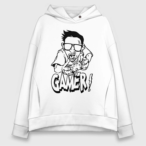 Женское худи оверсайз Gamer man / Белый – фото 1
