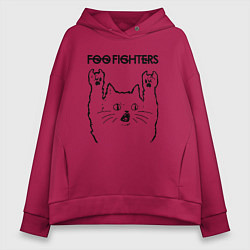 Толстовка оверсайз женская Foo Fighters - rock cat, цвет: маджента