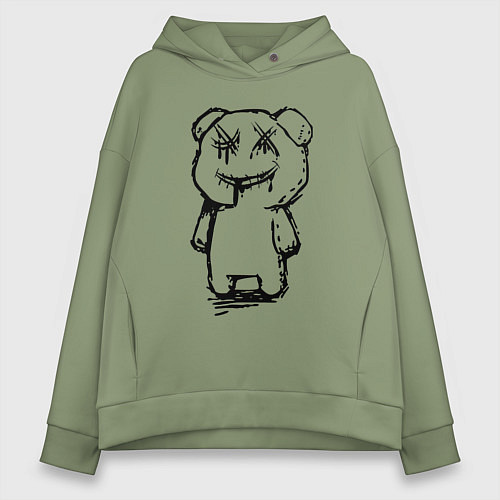 Женское худи оверсайз Smile bear - minimalism / Авокадо – фото 1