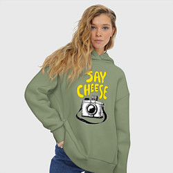 Толстовка оверсайз женская Cheese photo camera, цвет: авокадо — фото 2