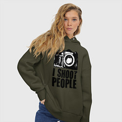 Толстовка оверсайз женская Shoot photographer, цвет: хаки — фото 2