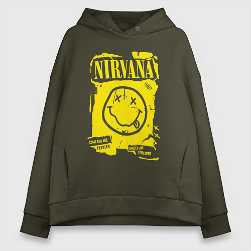 Женское худи оверсайз Nirvana theater / Хаки – фото 1