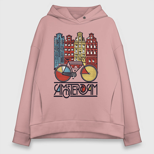 Женское худи оверсайз Amsterdam bike / Пыльно-розовый – фото 1