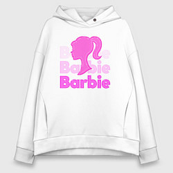 Толстовка оверсайз женская Логотип Барби объемный, цвет: белый