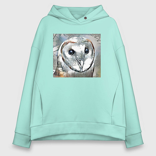 Женское худи оверсайз Совиный взгляд / Мятный – фото 1