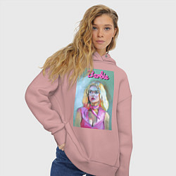 Толстовка оверсайз женская Портрет Барби - Марго Робби, цвет: пыльно-розовый — фото 2