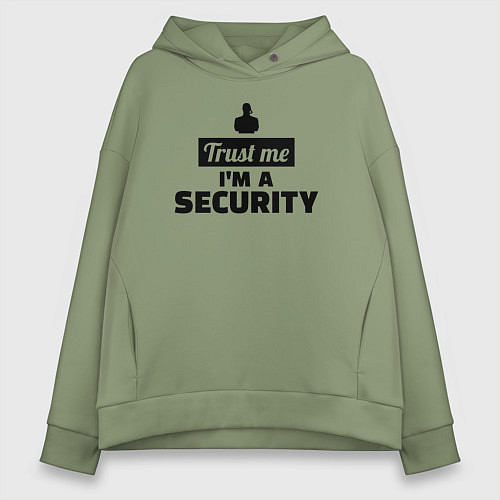 Женское худи оверсайз Верь мне я охранник / Авокадо – фото 1