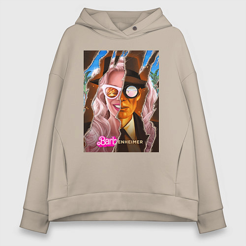 Женское худи оверсайз Barbenheimer барбигеймер / Миндальный – фото 1
