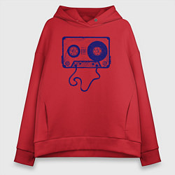 Толстовка оверсайз женская Music cassette, цвет: красный