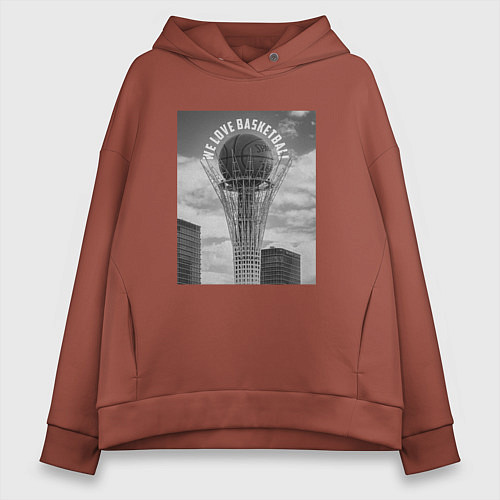 Женское худи оверсайз Астана байтерек баскетболл / Кирпичный – фото 1