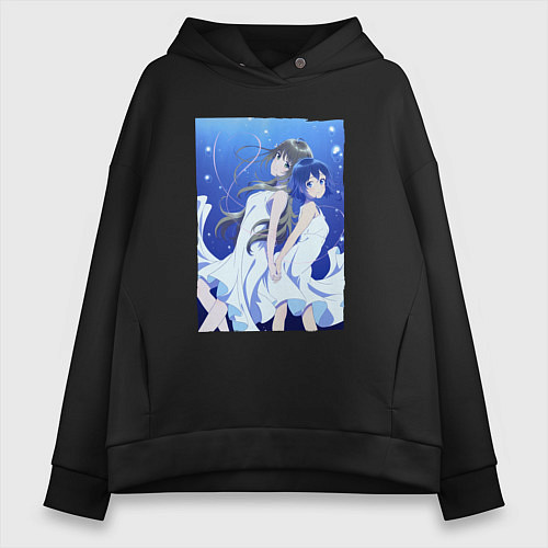 Женское худи оверсайз Фука и Кукуру - Акватоп белого песка / Черный – фото 1