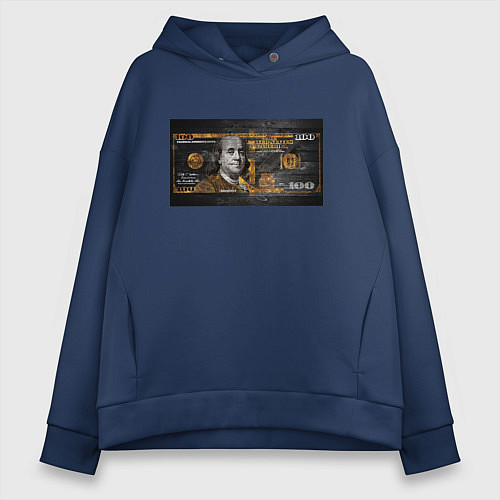 Женское худи оверсайз Я миллионер / Тёмно-синий – фото 1