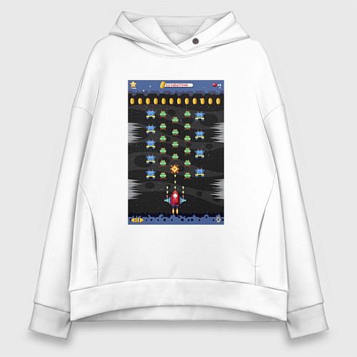 Женское худи оверсайз Old game Space invaders / Белый – фото 1
