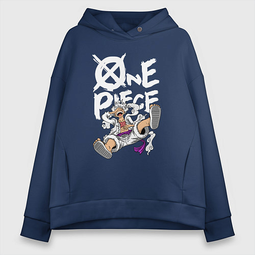 Женское худи оверсайз One piece - Луффи гир 5 / Тёмно-синий – фото 1