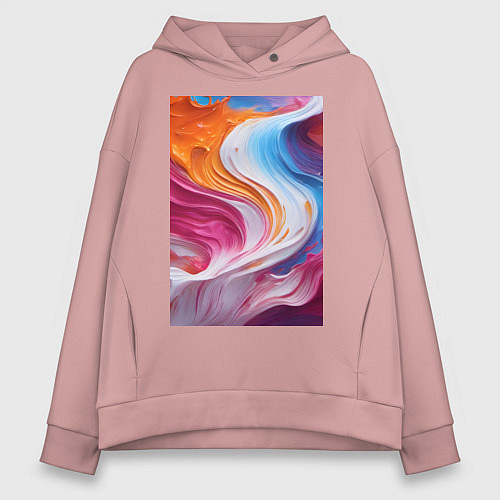 Женское худи оверсайз Абстрактные разноцветные мазки / Пыльно-розовый – фото 1