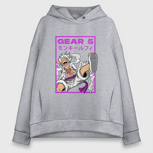 Женское худи оверсайз One piece - gear 5 белый / Меланж – фото 1