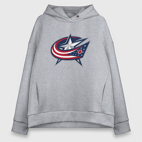 Женское худи оверсайз Columbus blue jackets - hockey team - emblem / Меланж – фото 1