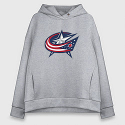 Женское худи оверсайз Columbus blue jackets - hockey team - emblem