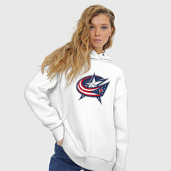 Толстовка оверсайз женская Columbus blue jackets - hockey team - emblem, цвет: белый — фото 2