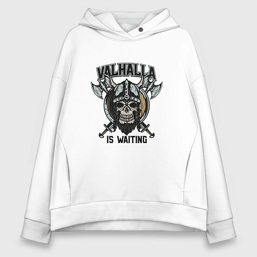 Женское худи оверсайз Valhalla Is Waintng / Белый – фото 1