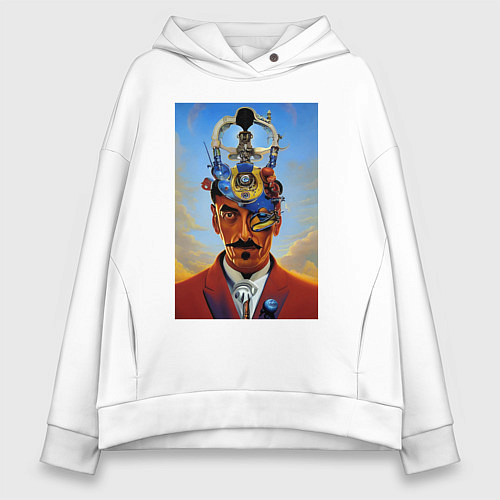 Женское худи оверсайз Salvador Dali - surrealism / Белый – фото 1