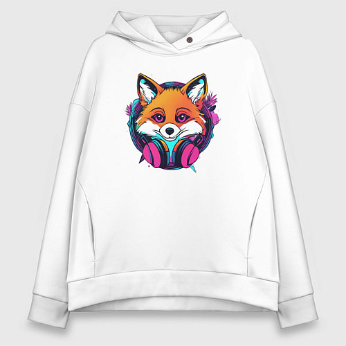 Женское худи оверсайз Neon fox / Белый – фото 1