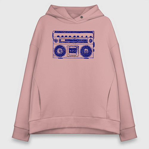 Женское худи оверсайз Магнитофон / Пыльно-розовый – фото 1