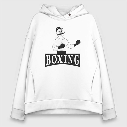 Женское худи оверсайз Boxing man / Белый – фото 1