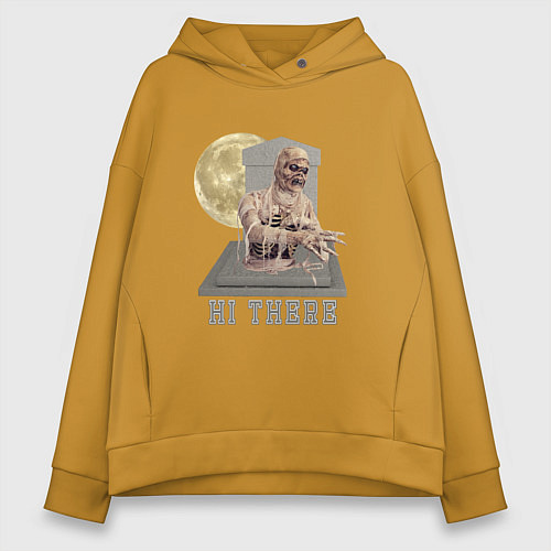 Женское худи оверсайз Хэллоуин на кладбище / Горчичный – фото 1