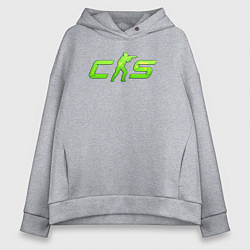 Толстовка оверсайз женская CS2 green logo, цвет: меланж